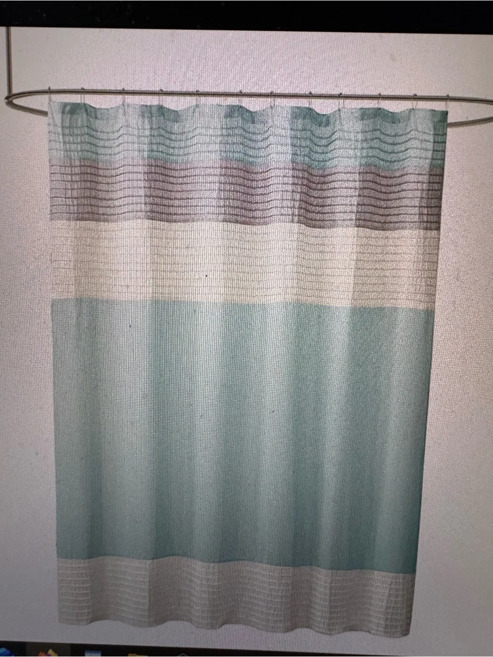 Madison Park Seafoam and Ivory Striped Shower Curtain